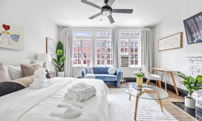 West Village Apartment | The West Village Penthouse | Huge Windows + Desk + Skylights + Cobblestone Street