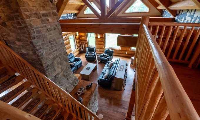 Alban Cottage | Timber Frame Log Cottage, across from the French River, great for big families