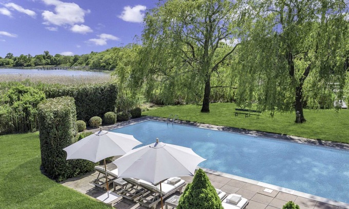 Village of Southampton House | Traditional Waterfront Southampton Home with Private Heated Pool, Close to Town