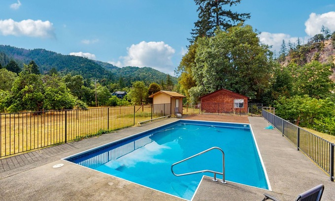 Willow Creek House | Tranquil riverfront getaway, private pool, seasonal fruit trees, & fishing