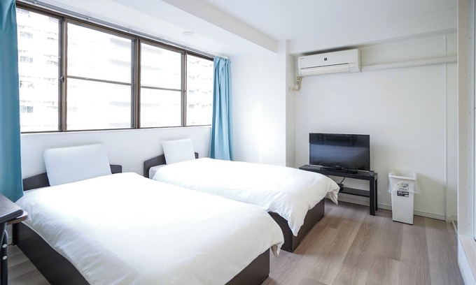 Dotonbori Apartment | Twin room with private bathroom 2 minutes from th - Double twin room/Osaka Ōsaka