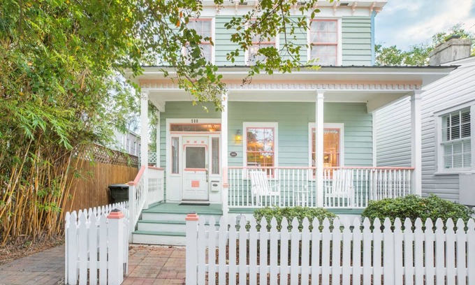 Beach Institute House | Two-Level Cottage w/Private Veranda, Pet Friendly, Parking by Lucky Savannah