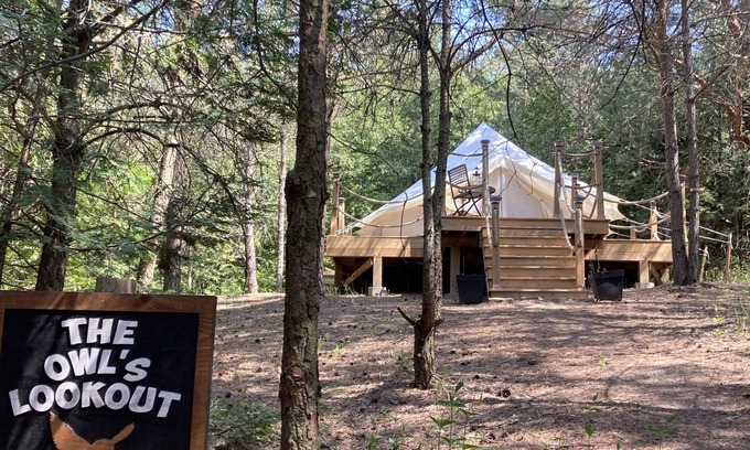 Tyrone RV Rental | Unique bell-tent glamping experience in the Oak Ridges Moraine Forest.