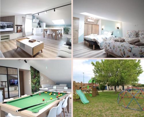 Verdun Apartment | Verdun Centre - Full climatisation - 3 chambres - 7 couchages - 10 personnes - Parking Proche - Terrain 800m2 - Balnéothérapie - Air de jeux extérieurs - TOP CONFORT - Géré par PrestaZen'Services