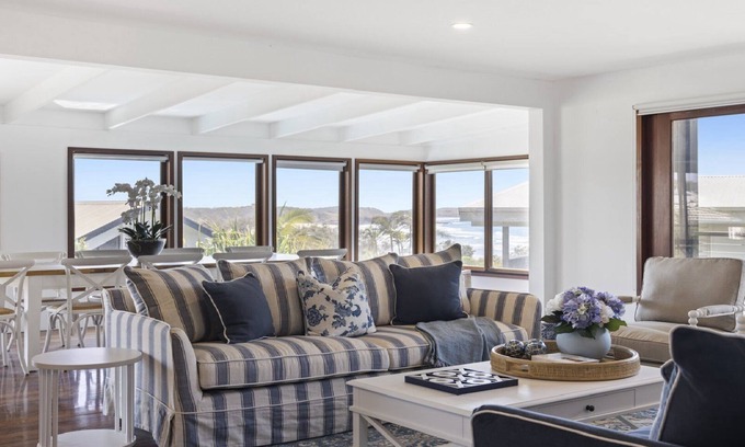 Emerald Beach House | Victoria's - Hamptons Charm, Pool, Pizza Oven, Spectacular Ocean Views