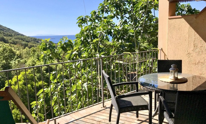 Rio nell'Elba Apartment | Villa at Peri Trilocale 2 bedrooms and a terrace overlooking the sea