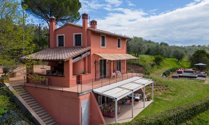 Palaia Villa | Villa in Palaia with pool, hot tub,A/C,veranda,barbecue,garden,and view