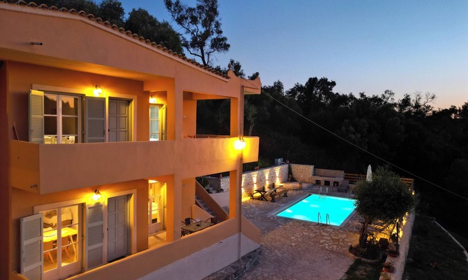 Agios Spyridon Corfu Villa | Villa Kostas- NE Corfu w/heated saltwater pool- 5 min walk from the beach.