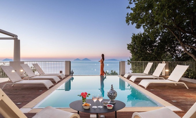 Capo d'Orlando Villa | Villa Lipari: huge villa with private pool and panoramic view over the sea and the Aeolian Islands