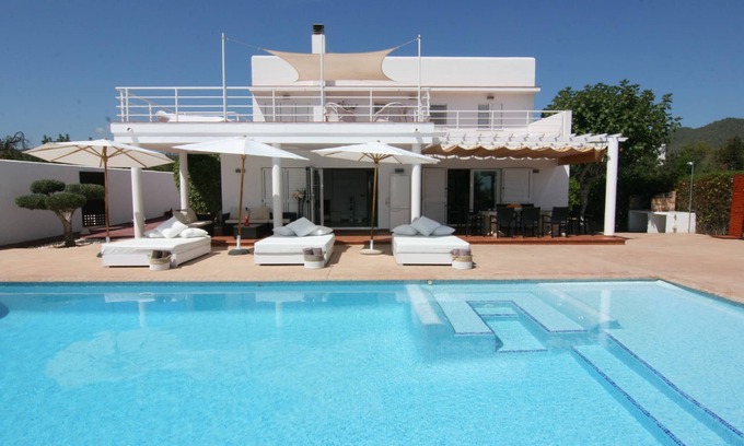 Sant Josep de sa Talaia Villa | VILLA MARA - Private villa with pool, free fast WIFI & Alarm. Views to Playa den bossa beach.