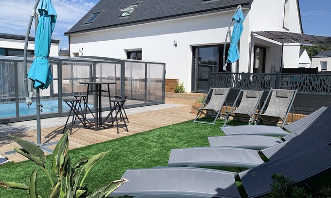 Le Tour-du-Parc House | Villa with heated pool, SPA, hammam 5 minutes from the beach!