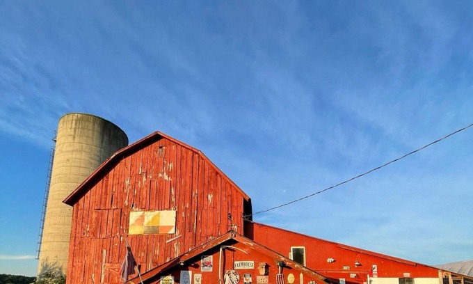 Farmersville Station House | Vintage camper with fabulous views of the rolling hills of Western New York