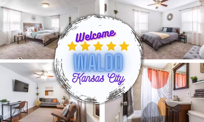 South Kansas City House | Waldo Retreat House 3BD - Master Suite, Pet Friendly, Walking Trail & Shops