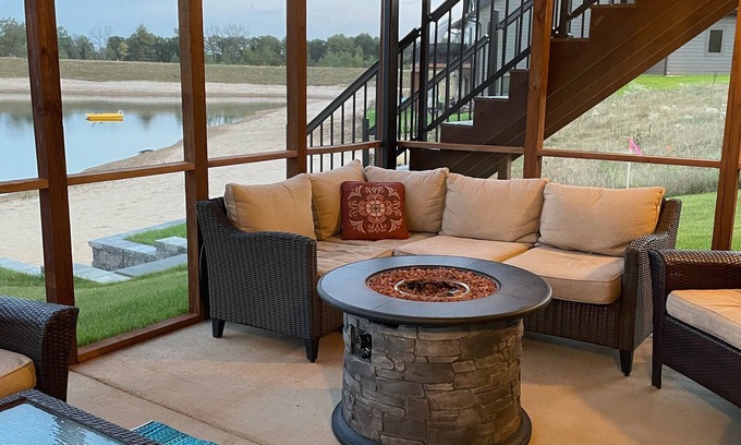 New Lisbon House | Walk out to your own sandy beach and small lake! Minutes from Castle Rock Lake!