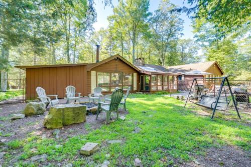 Lake Harmony House | Walk to Lake Harmony Home with Hot Tub and Fire Pit