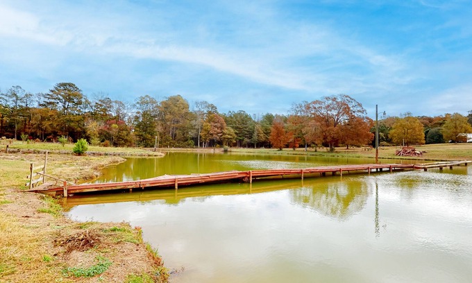 Orchard Hill House | Water-view home with private pool, large deck, firepit, fishing, fireplace, W/D