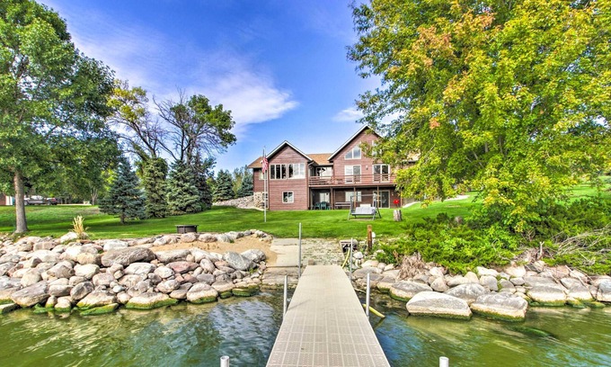 Ortonville House | Waterfront Big Stone Lake Home w/Dock & Views