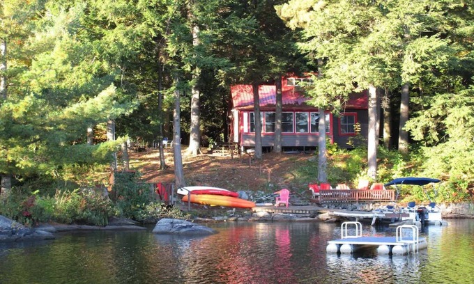 Town of Hermon Cabin | Waterfront In Adirondacks Region, Hot Tub, Pontoon Boat, Kayaks, Paddle Board