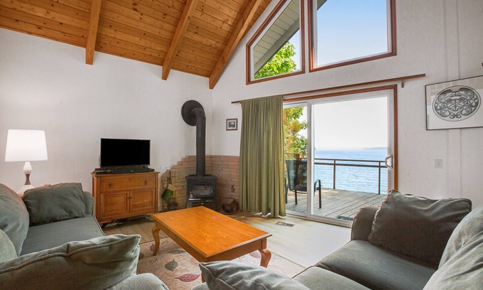 Brinnon House | Waterfront retreat with wraparound deck, grill, Hood Canal views & beach access