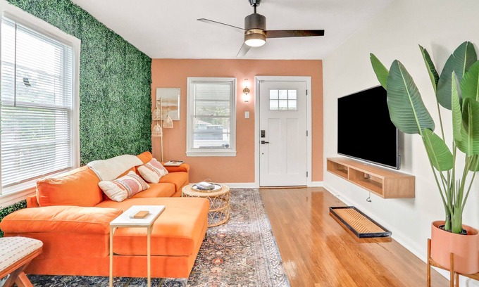 Oakford Park House | Whimsical Midtown home with covered porch, tennis & W/D - dog-friendly