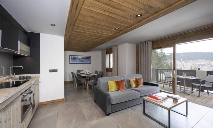 Les Saisies Apartment | Wifi, view mountain, fitness, swimming pool, sauna, hammam, balcony, parking, tv, ski locker, 65m²