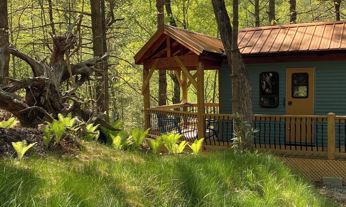 Deep Gap House | “Wild Blue Yonder “is a camper set up on a permanent foundation