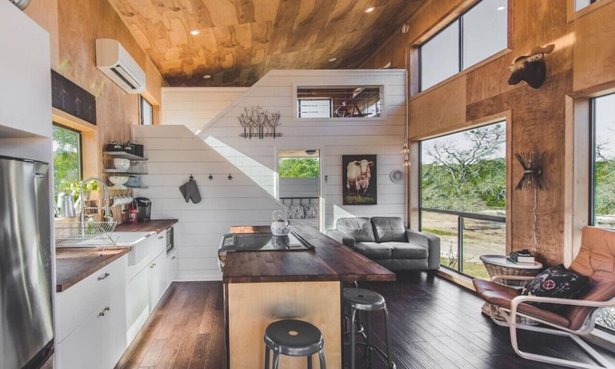 Dripping Springs House | windows cabin 1 · ↞Modern Hill Country Tiny Cabin 1 w/Loft & Light↠
