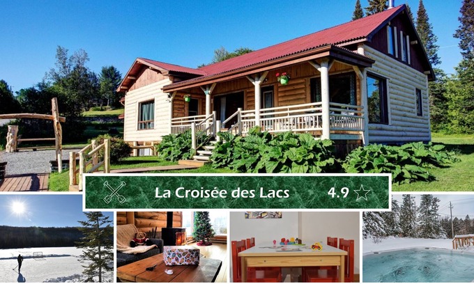 St-Adolphe-d'Howard Ski Chalet | Wood log cottage with SPA, lake, paddleboard & kayaks