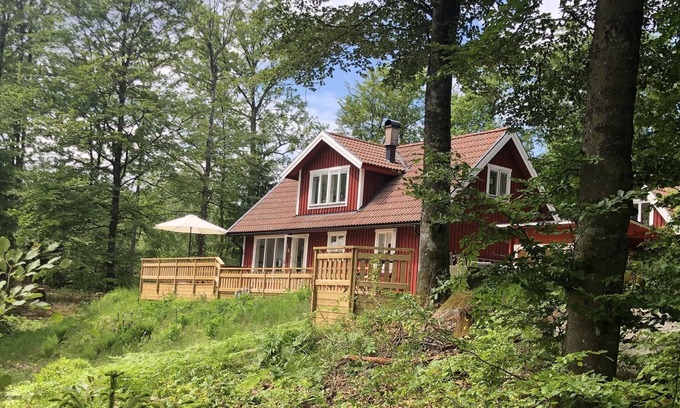 Vittsjo House | Wunderschönes Haus am See mit Sauna, Boot und Eigenem Bootssteg