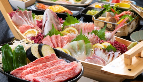 Modern Japanese Style corner room - Funamori Style Sashimi/Bungo Beef Steak/Onsen Steamed Cuisine