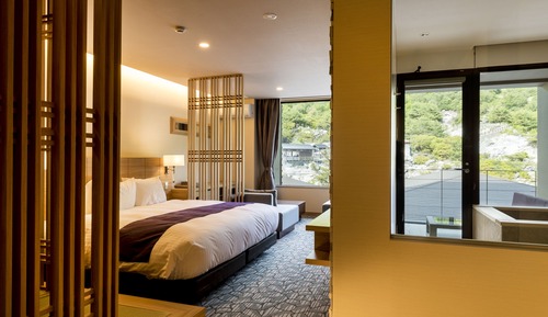 Terrace Premier King Bed Double JP-Western Room, Main Bldg. (3F, Half Open Air Bath, Terrace)