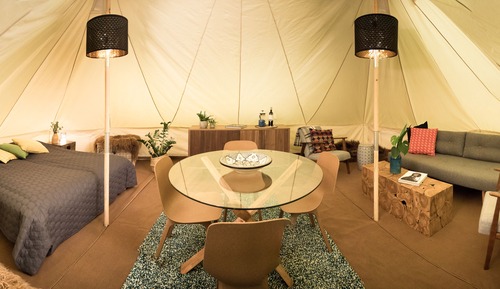 Family Tent, 1 King Bed with Sofa bed, Shared Bathroom, Mountain View