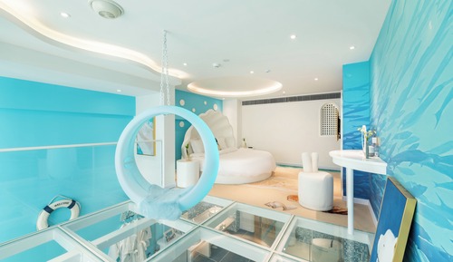 Underwater World Round Bed Room (Kids Slide Bubble Pool + 2m Round Bed)