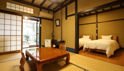 Japanese Room with Open-air Bath, 6 Tatami mats + Twin Beds