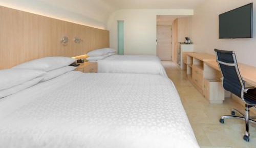 Traditional guest room with two double beds