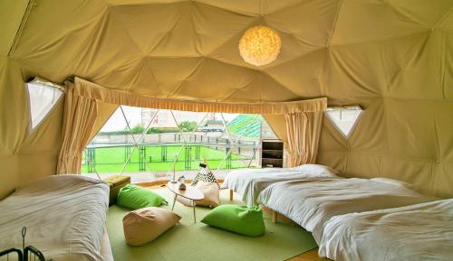 Glamping Dome with ocean view from hot spring