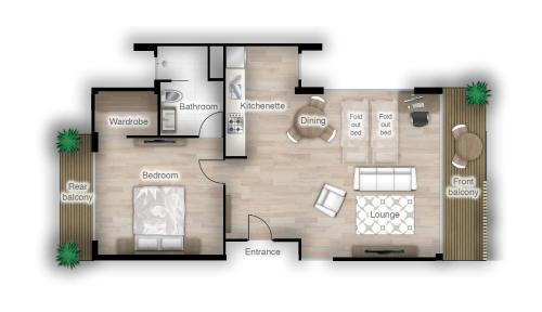One-Bedroom Apartment with Balcony