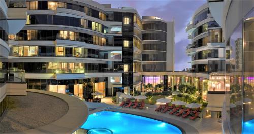 Pool View Duplex Three Bedroom Apartment with Balcony 