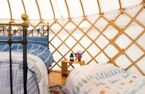 Lanteglos Cabin | Stunning Yurt 'Pencarrow' with hot tub close to hidden coves