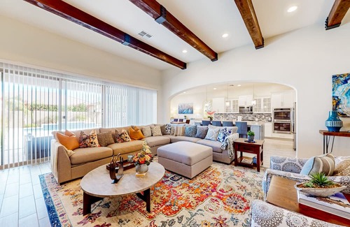 Chandler House | Mtn-view home with private pool, pool spa, grill, office, streaming, W/D, & AC