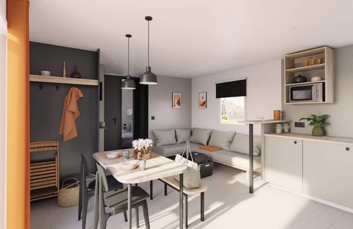 Houthem Cabin | If you want to stay on a campsite but do you value space and privacy - especially in the bathroom? Why not rent one of our luxury lodges with 2 (!) bathrooms in the unspoilt landscape of the Dutch province of Limburg. You can find these lodges XL wit