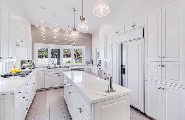 Idyllic & elegant coastal villa with private yard, pool, office, & high ceilings