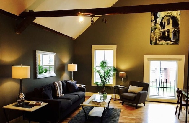 Sunny, spacious loft with private hot tub in charming downtown Bridgton, Maine