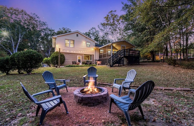 Weekend at GiGi's - a Greenville Mid-Century home with fire pit and game room.