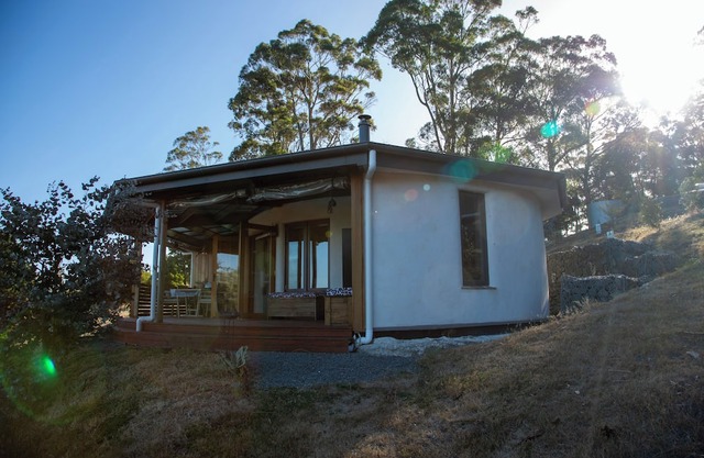 The Roundhouses. Strawbale luxury accommodation on a small hobby farm.