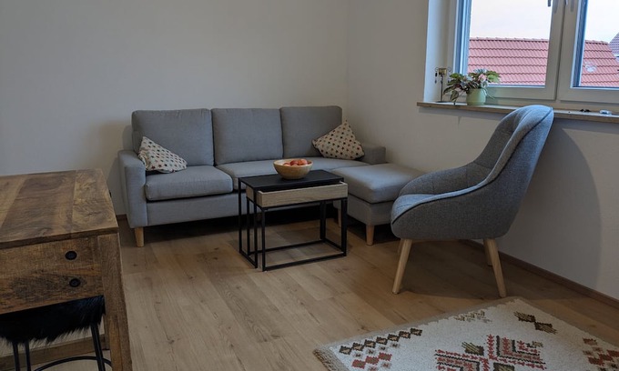 Bechhofen Apartment | Holiday Apartment "Seenlandliebe - Sonnenschein" with Balcony & Shared Garden