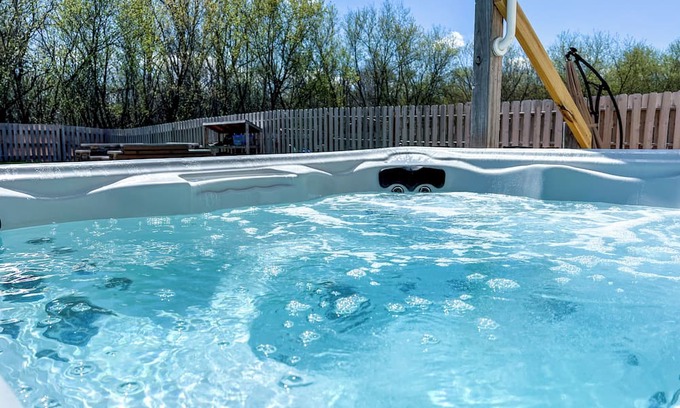 Deerfield House | Spacious Home + Fire Pit, Waterfall, Hot Tub, Home Theater! 20 min to DT Madison